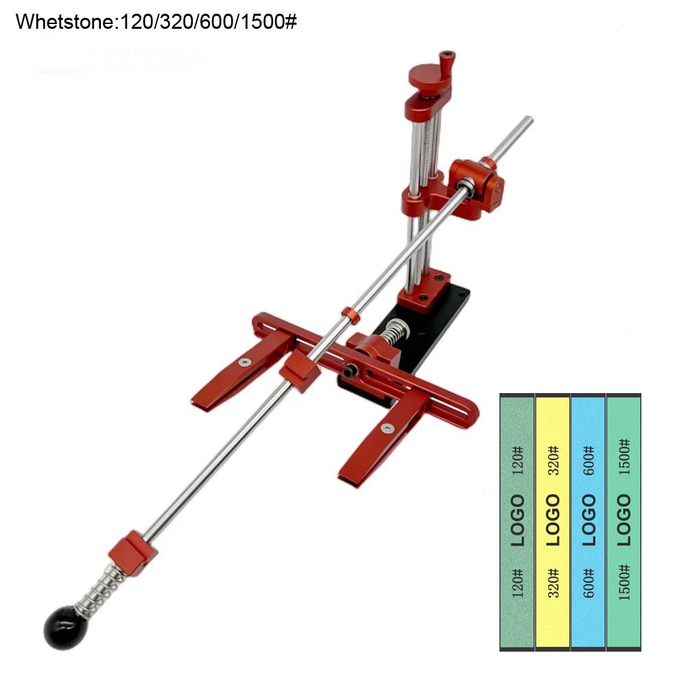 

Red Aluminium Alloy Fixed Knife Sharpener Professional Woodwork Grinding System Rotation Adjustment Angle Sharpening Stone Ship with 24h