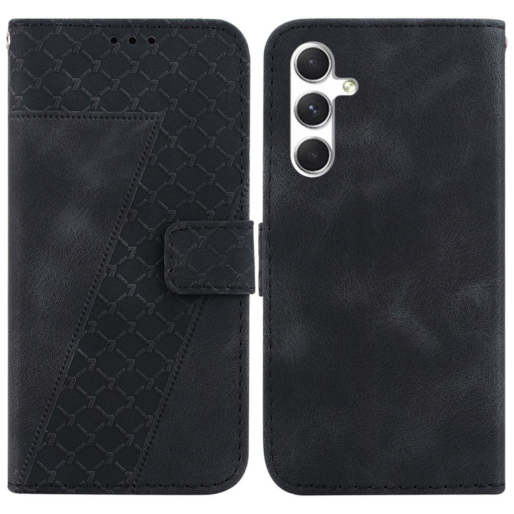 For Samsung Galaxy S25+ Stand Case 7-Shaped Pattern Imprint Leather Phone Cover