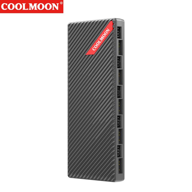 

COOLMOON Разветвитель-концентратор 1 к 9 PWM и ARGB 4-контактный PWM 3-контактный адресуемый ARGB адаптер SATA интерфейс концентратор для корпусного вентилятора чёрный