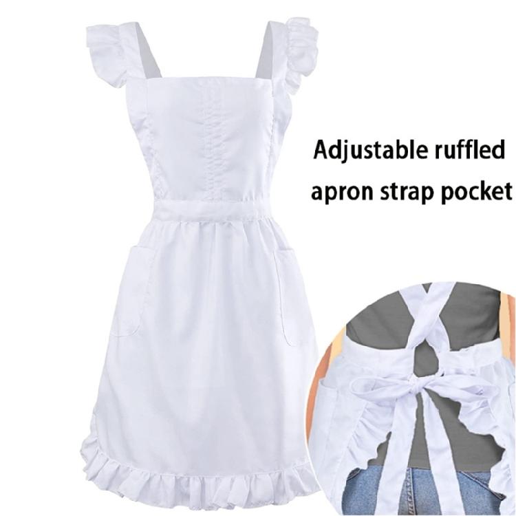 Retro Kitchen Cooking Apron for Women Baking Apron Adjustable Ruffle Maid Apron Maid Costume Fancy Dress Cosplay Costume