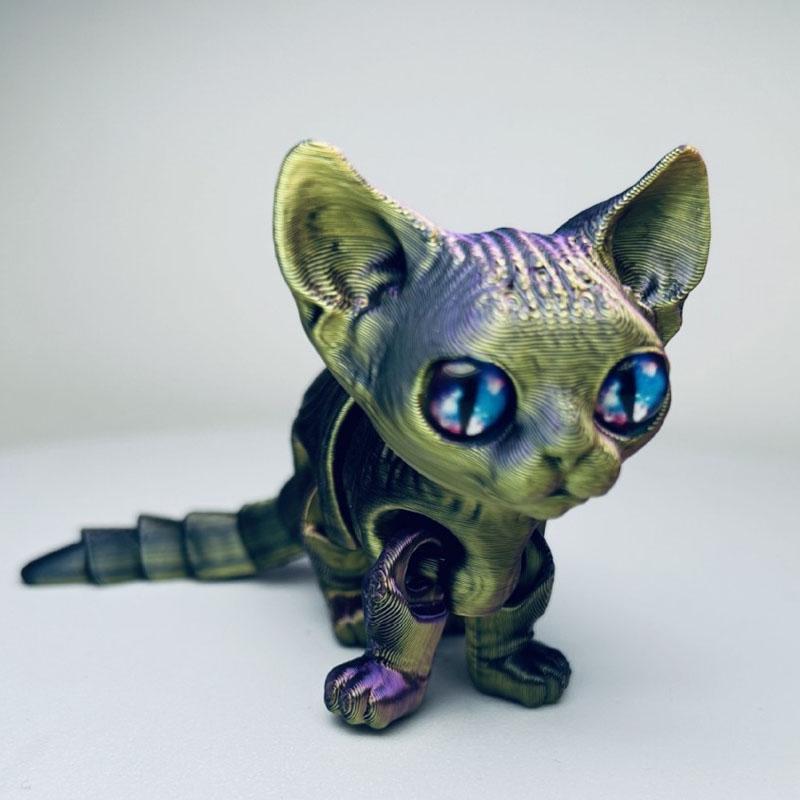 3D Printed Siamese Cat Movable Joint Fidget Toy Stress Relief Decompression Desktop Ornament Kid Figure Toy