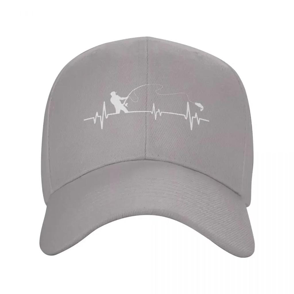 Personalized Fishing Heartbeat Baseball Cap for Unisex Women Adjustable FisherUnisex Fish Dad Hat Sports Snapback Hats Summer Caps