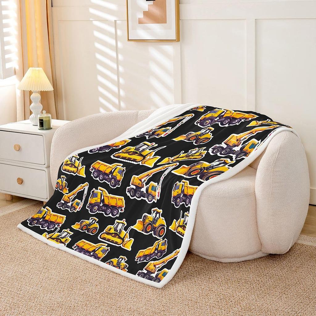 Various Cartoon Aircraft Biplane Jet Helicopter Clean White Background Pattern Flannel Throw Blanket, Warm Cozy Blanket