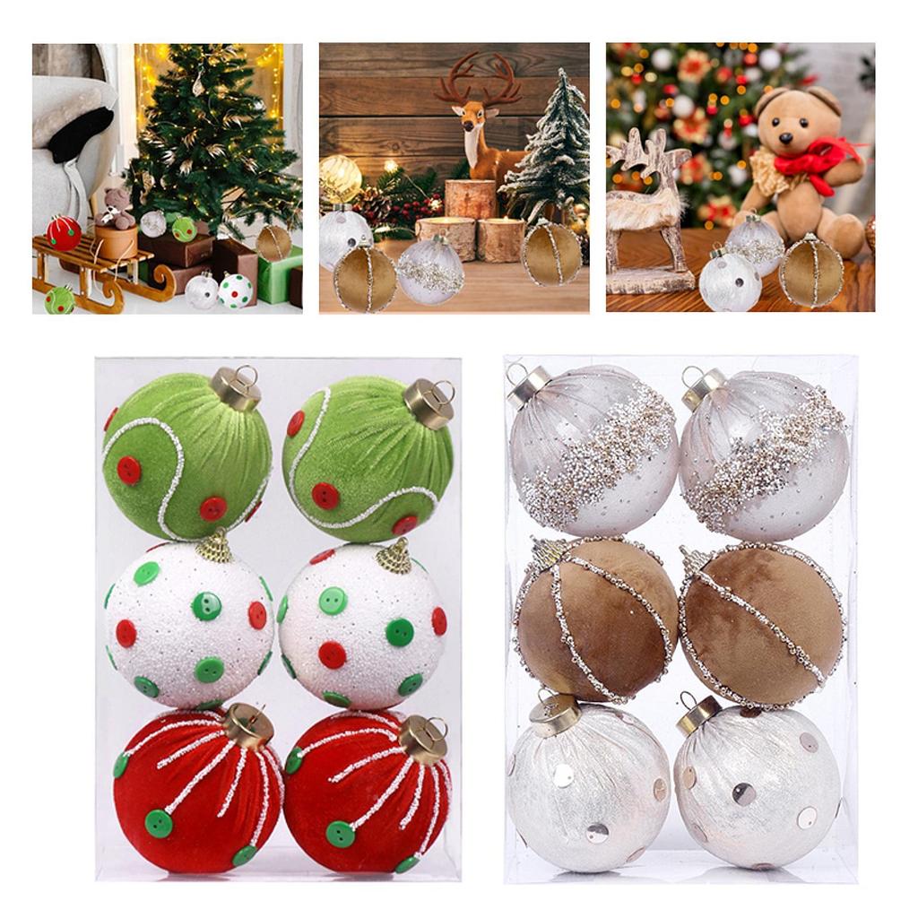 6Pcs Christmas Tree Hanging Decorations Shatterproof Christmas Ball Ornaments for Festival Porch Door New Year Birthday