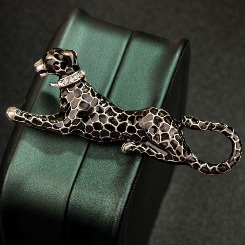 

Брошь «Черный леопард», инкрустированная бриллиантами, Преувеличенный и уникальный дизайн животного, -булавка One Size чёрный