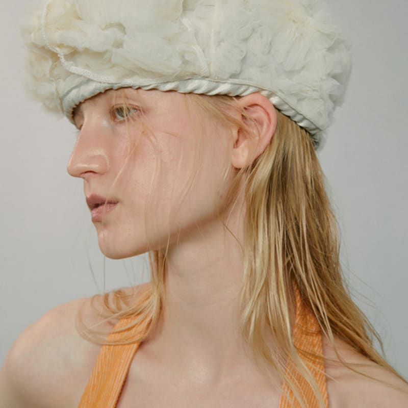 AWESOME NEEDS BOWL BERET_RIBBON_BLOOM CREAM