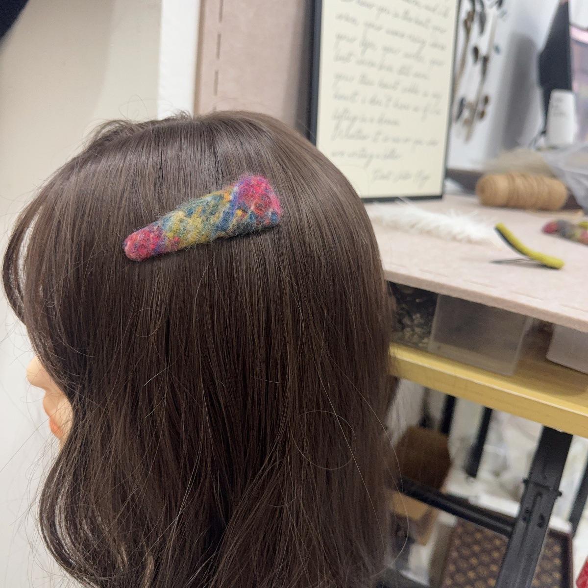 Korean Stylish Colorful Wool Plush BB Hair Clip - Retro & Versatile