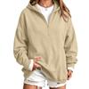 Women's Casual Half-Zip Hooded Pullover Sweatshirt, Color Long Sleeve