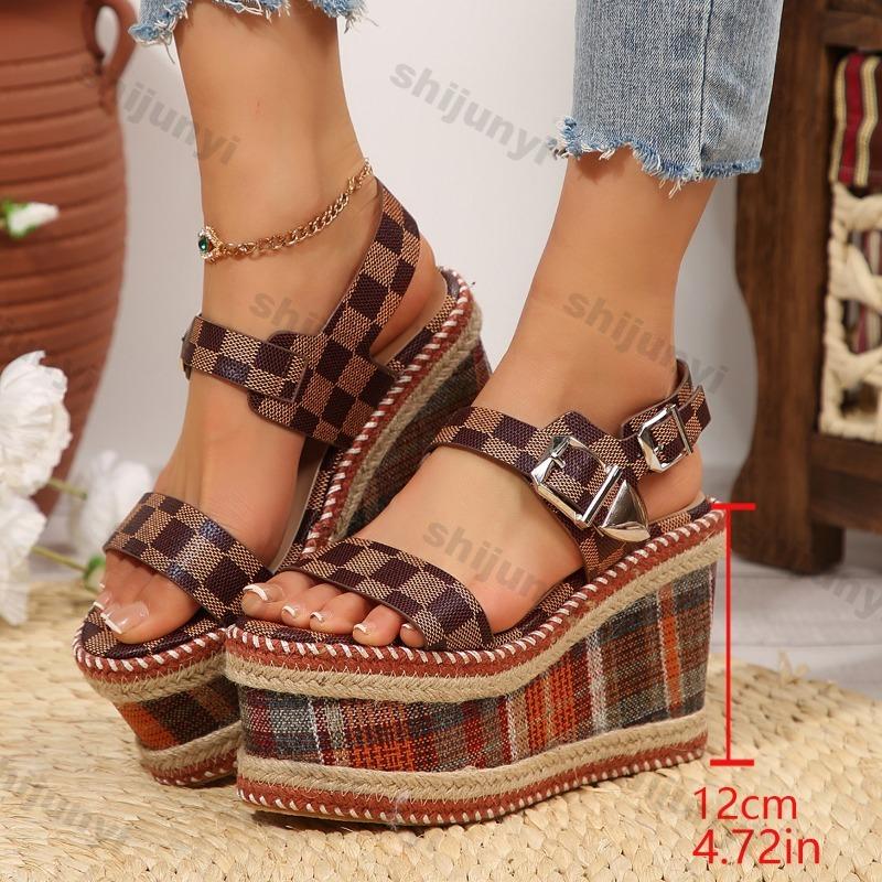 Fashion Women's Sandals 2025 Summer New Fashion Peep Toe Wedge Sandals Women Platform High Heels Outdoor Beach Shoes Sandalias De Mujer