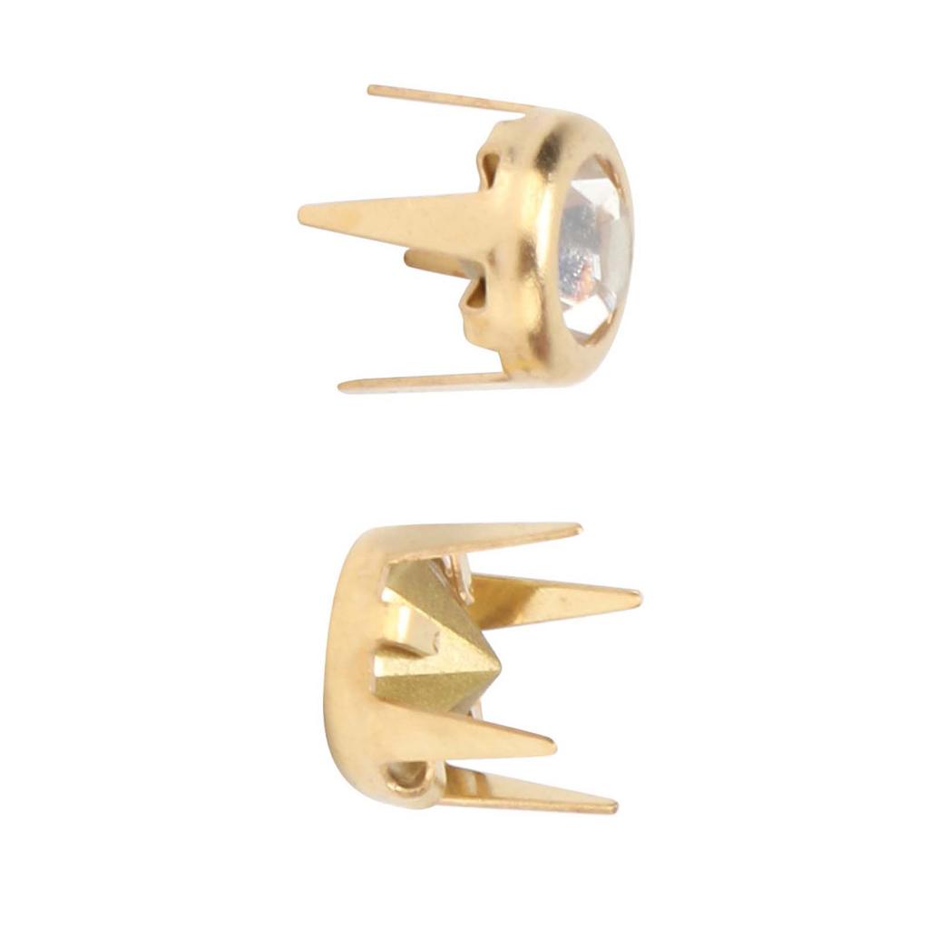 50PCS 6mm DIY Colorful Round Claw A Grade Crystal Rhinestones for Crafts Decoration(Gold)