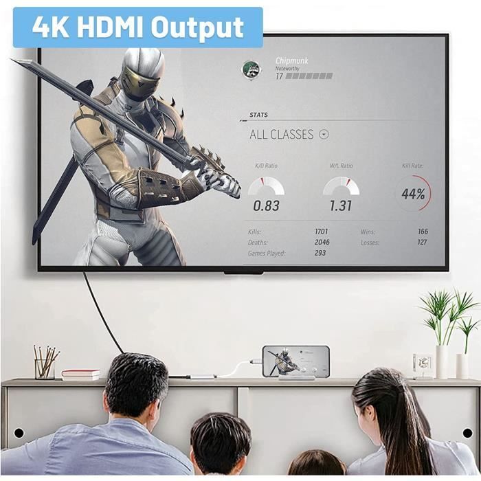 Adaptateur multiport USB C vers HDMI, convertisseur USB de type C vers HDMI 4K, port hub USB 3.0 PD à charge rapide adaptateu[O1136]