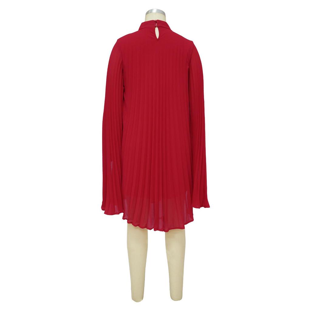 Women's Solid Color Batwing Sleeve Loose Chiffon Dress