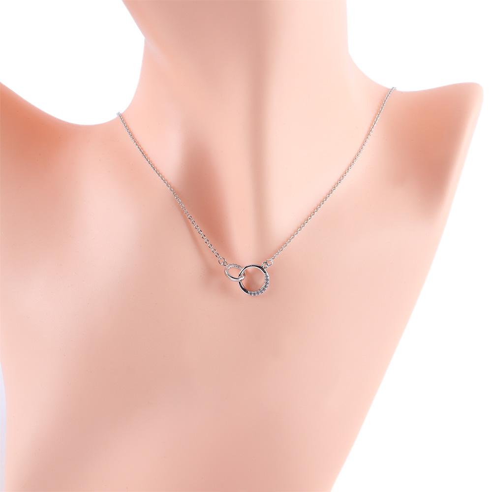 Girls Round Double Circle Pendants Gold Color Silver Color Clavicle Chains Necklaces Choker Jewelry