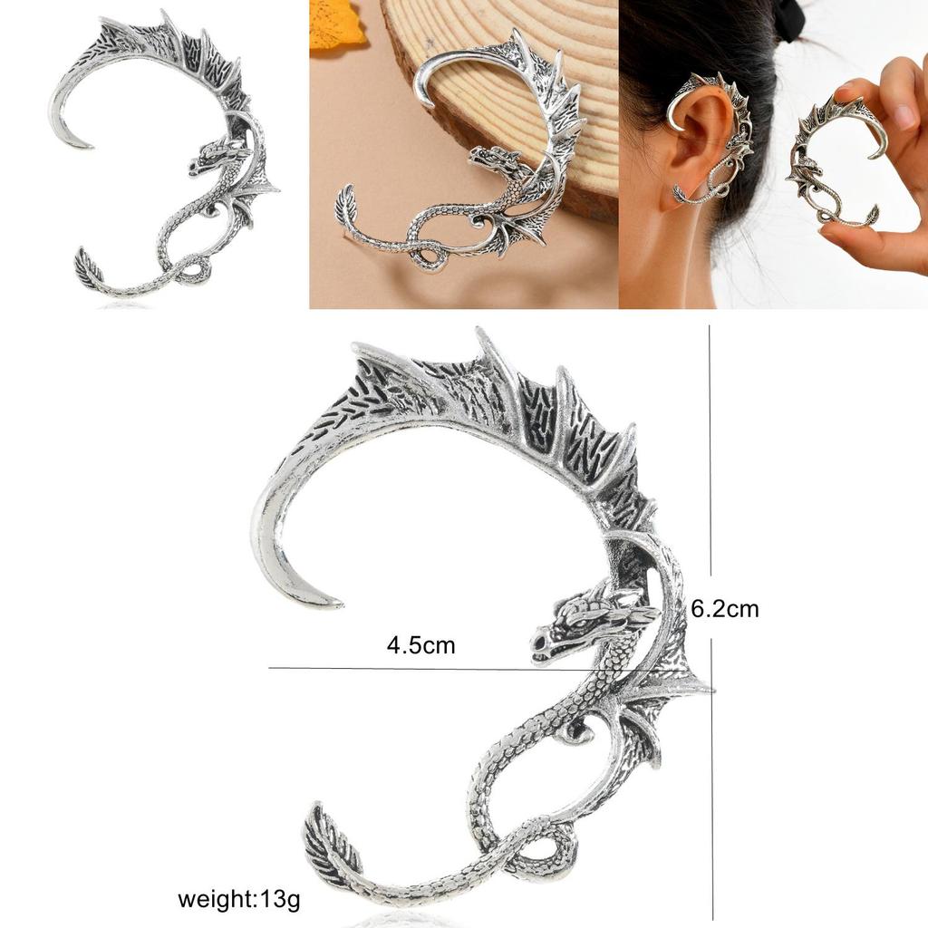 Vintage Alloy Dragon Ear Cuffs For Men Women Gothic Punk Accessories