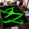 Green Neon Basketball Player Silhouette Design Rug Non-slip Rug Suitable for Living Room and Bedroom Sofas.