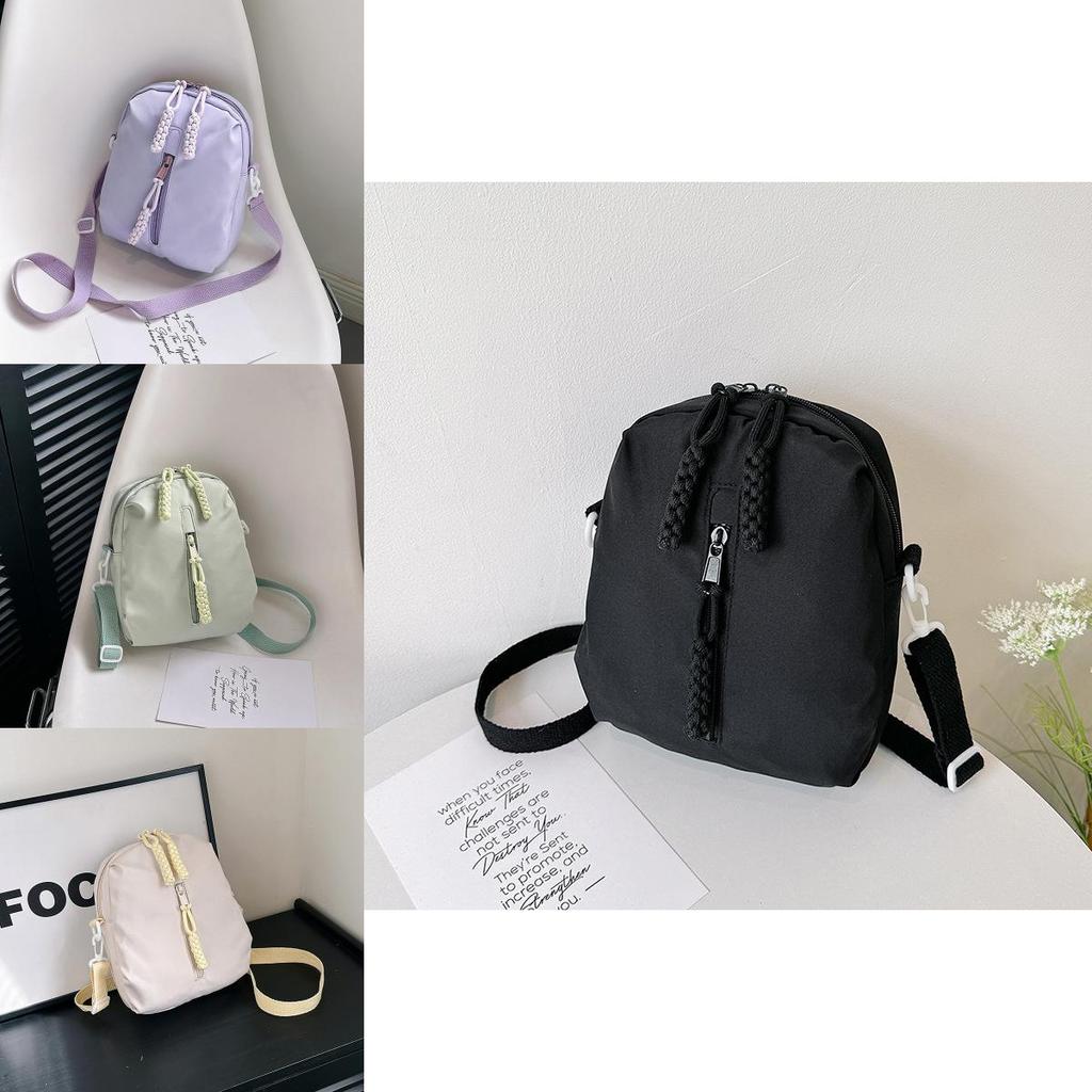 2024 New Women's Chest Bag Summer Small Fresh Casual Nylon Canvas Bag Street Fashion Cute Girl Minimal Crossbody Bag White Green Purple Black