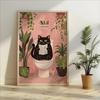 Wash Your Paws Black Cat Canvas Print Bathroom Cat You Pooping Wall Art Poster for Modern Living Room Toilet Kitchen Home Decor