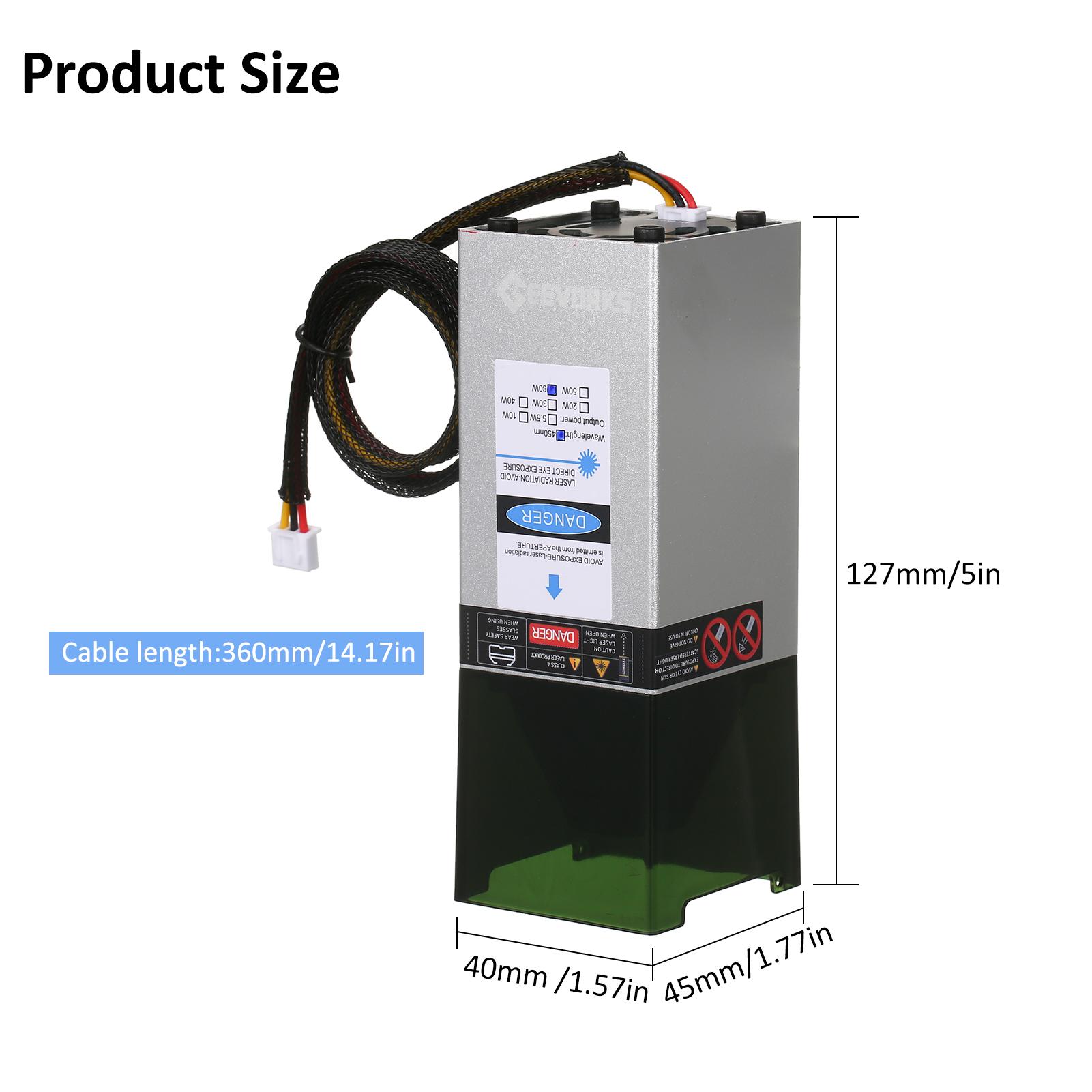 450nm 5,5W   Modul védőburkolattal     Hossz   Gravírozófej Nagy Sebességű   Gravírozó Kés 3D Nyomtató CNC Marógép Lézer