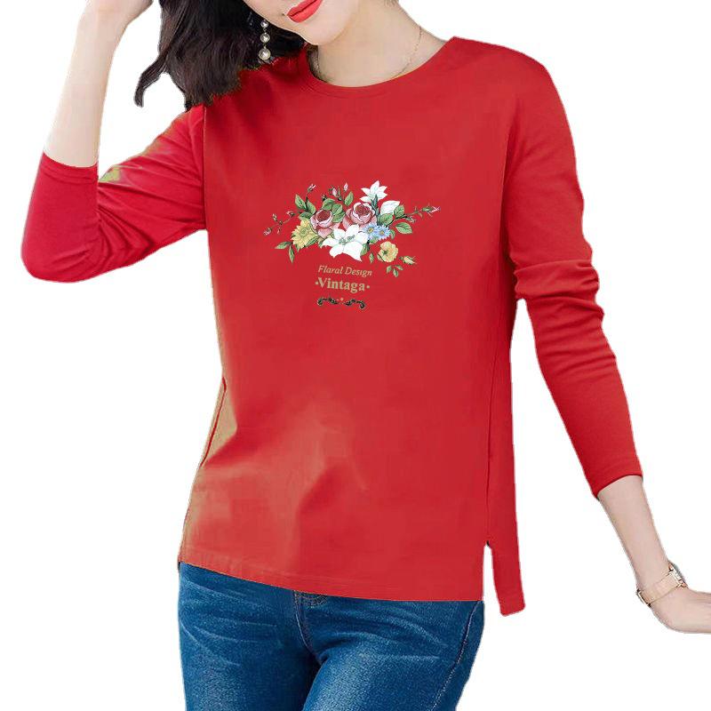 Spring Women's Long-Sleeve Round Neck Casual T-Shirt