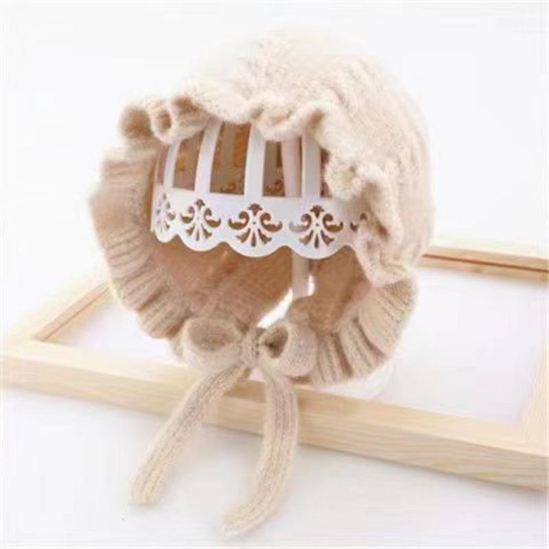 Newborn baby hat autumn and winter super cute baby 3-12 months children's ear hat wool knitted hat