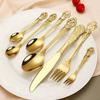 Exquisite Retro Court Stainless Steel Cutlery Set – Knife, Fork, Spoon for Western Dining, Hotel and Home Use