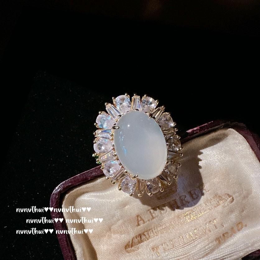 Kaiserliches Brasilien Rosa Lila Chalcedon Edelsteinring, Meerjungfrauentränen, Tahitianischer Ragon Platin Grau Perlen Halskettenring