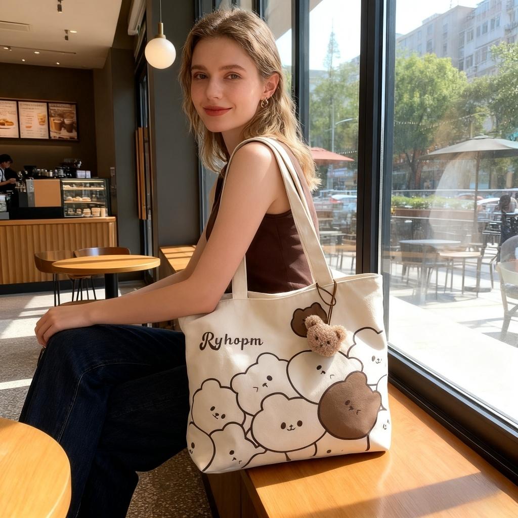 Women's Casual Shoulder Bag Large Capacity Tote Bag Fitness Purses for Women Vintage Handbags Hobo Tote Bag Canvas Satchel for Work Travel Shopping