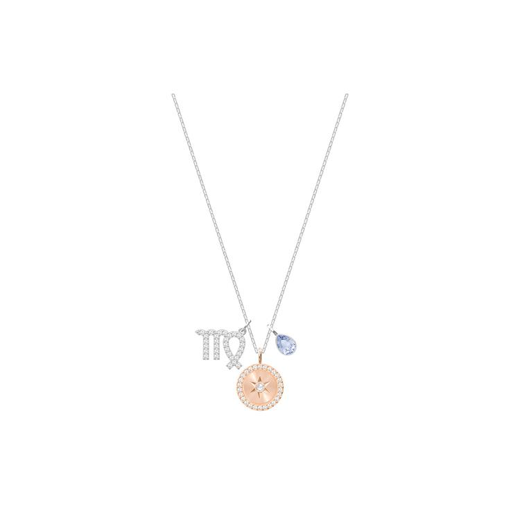 Swarovski Zodiac Verchromte Halsketten Damen Rosa