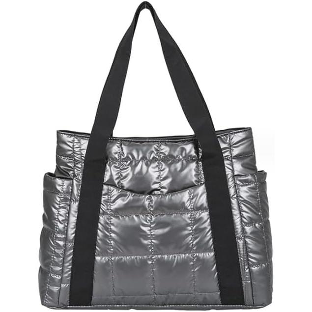 

[PETITCHOU] Tote Bag, Shoulder Bag, Women s, Metallic, Quilted, Quilted, With Pocket, Shoulder Bag, Convenient, Lightweight, Large Capacity, For