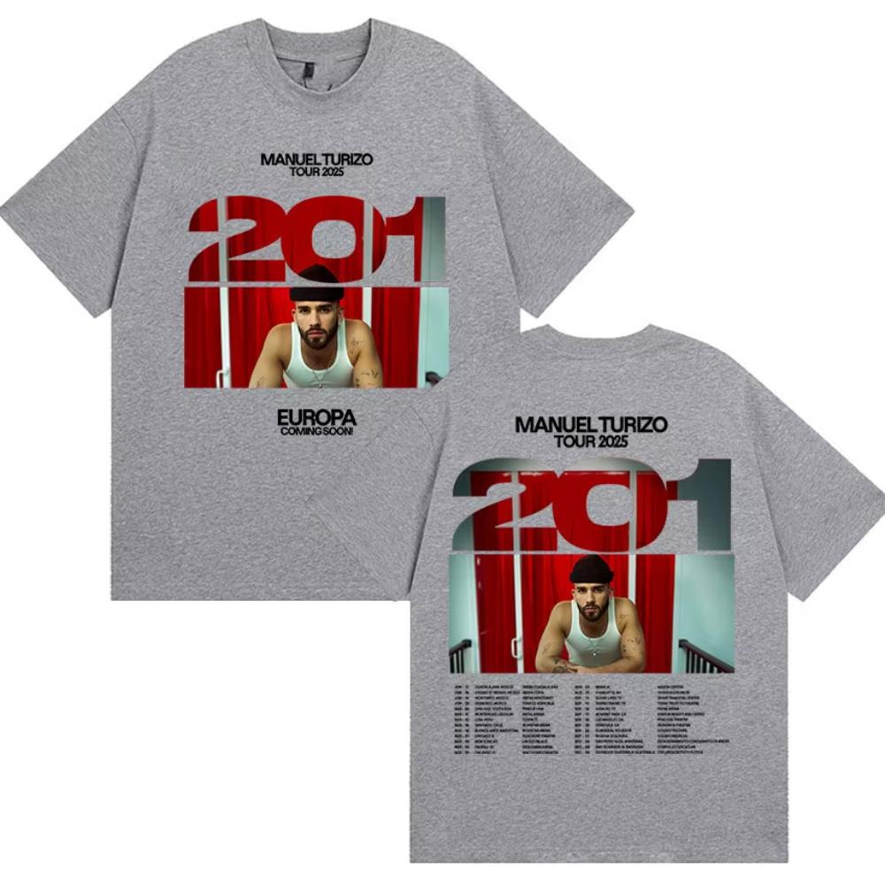 Rapper Manuel Turizo Tour 2025 Grafik T-Shirt Herren Hip Hop Locker Kurzarm T-Shirts Vintage Übergroß Baumwoll-Tee Streetwear