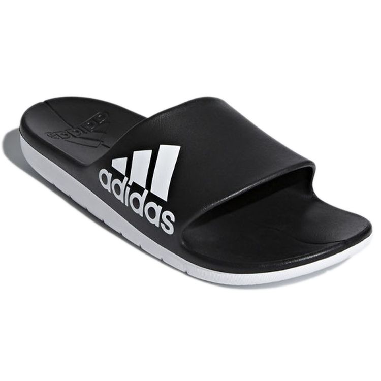 Adidas Cloudfoam Comfortable Rubber Sole Non-Slip Slide Sandals Unisex Footwear Black White CM7928