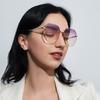Metal Glasses Men'S Polygonal Large Frame Face Covering Plain Glasses Retro Sunglasses Women'S Sunglasses
