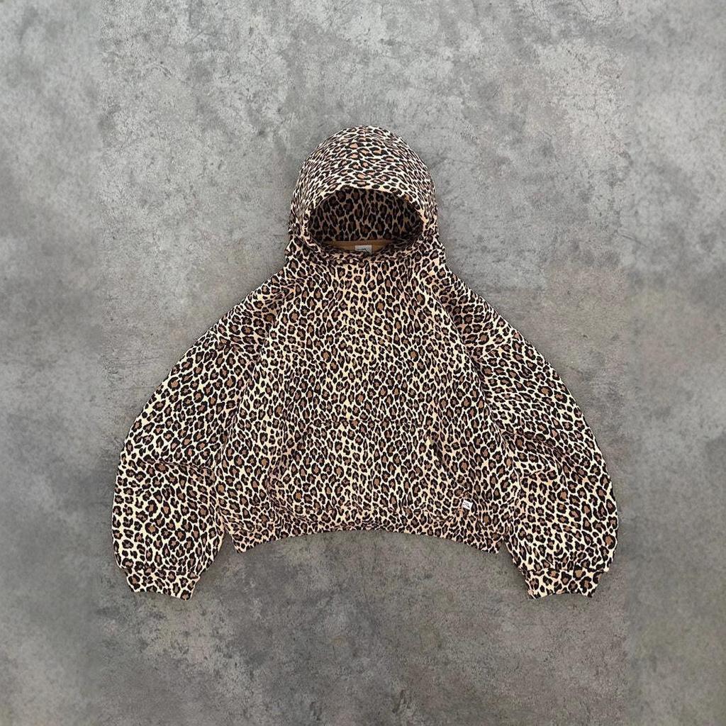 Y2K Retro Leopard Print Zip Hoodie - Harajuku Style Hip-Hop Sweatshirt for Couples