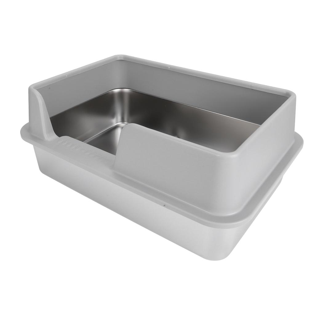 Stainless Steel Litter Box High Sides Anti Splashing Easy To Clean Enclosed Cat Litter Box for Small Medium Cats