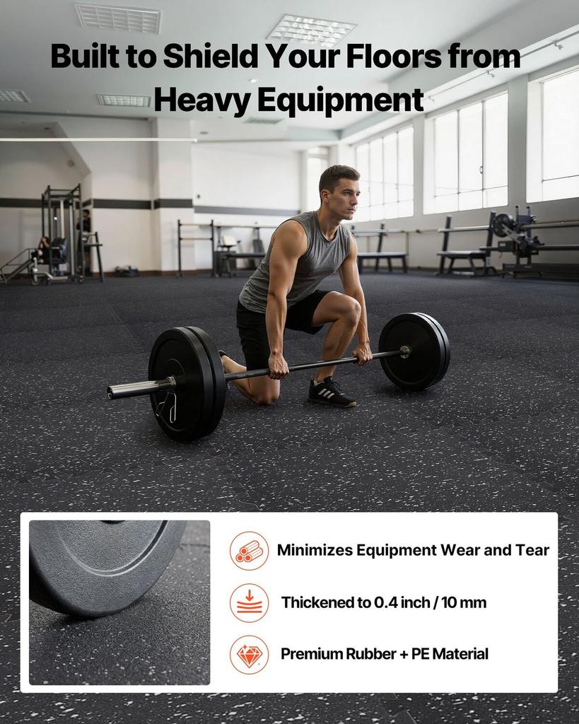 Puzzle Exercise Mat, 24 PCS Fitness Equipment Mats, 610 X 610 X 10 Mm, High-Density EVA Foam Mat Set, Interlocking Rubber Soft Tiles, Protective Floor
