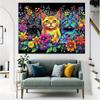2D Colorful Kittens & Flowers Backdrop Cloth, Bright Art Photo Background
