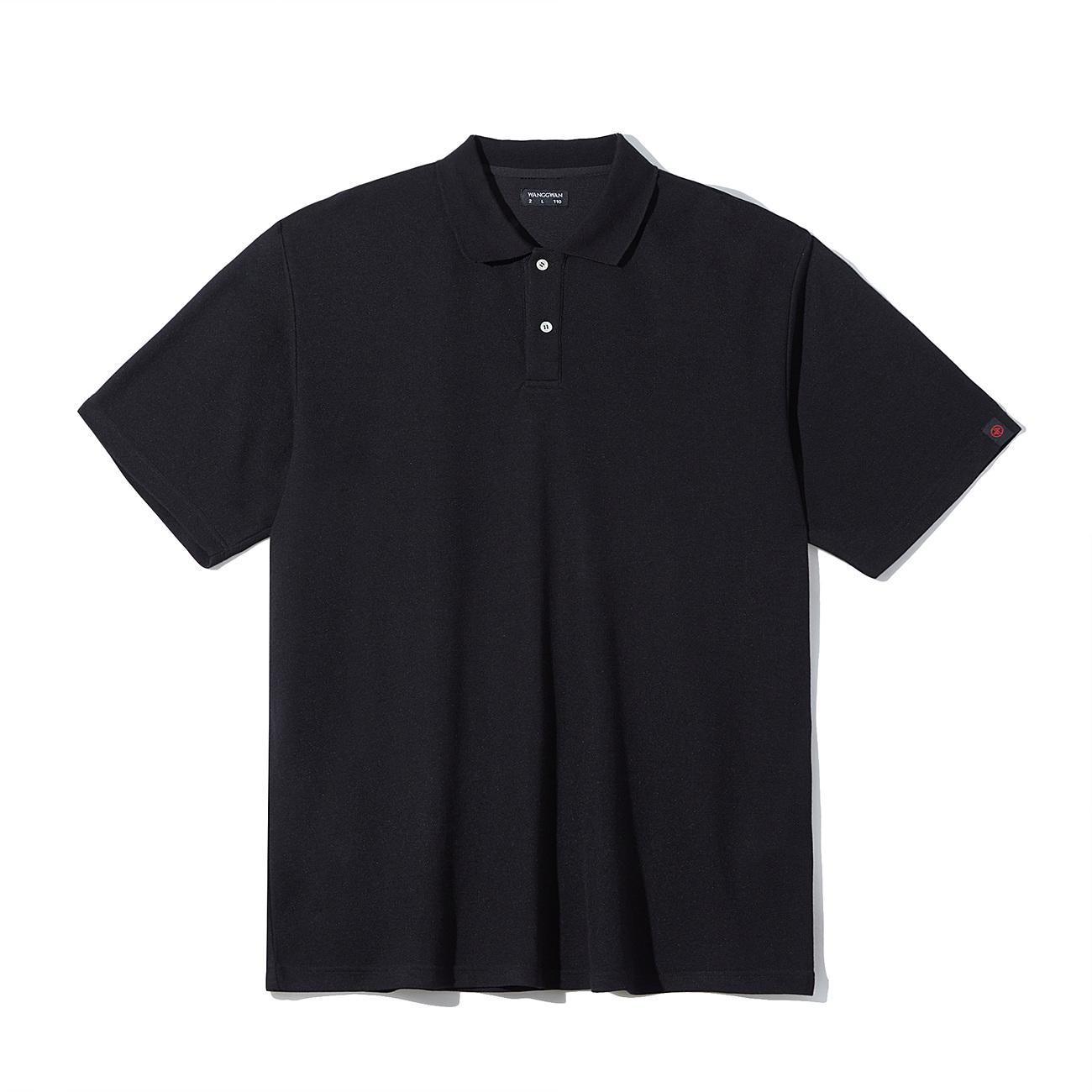 Crown Basic Open Polo Collar Knit Shirt (Black) L