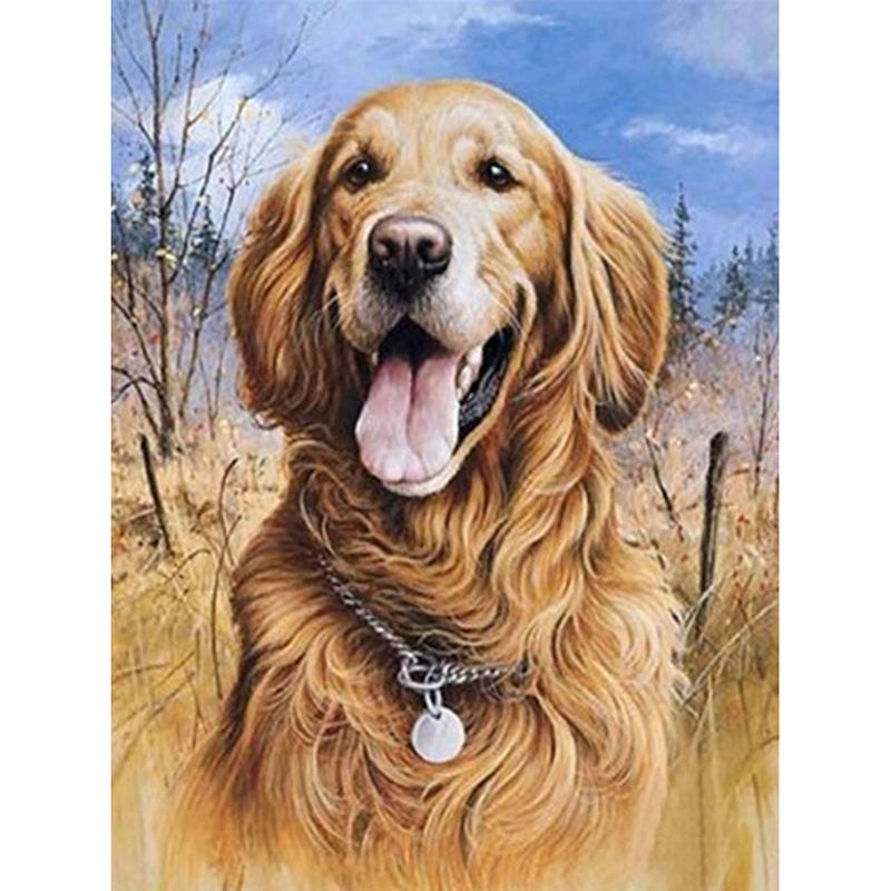 Dog DIY 5D Diamond Painting Dog Full Round Rhinestones Animal Diamond Embroidery Cross Stitch Kit Handmade Gift Home Decor