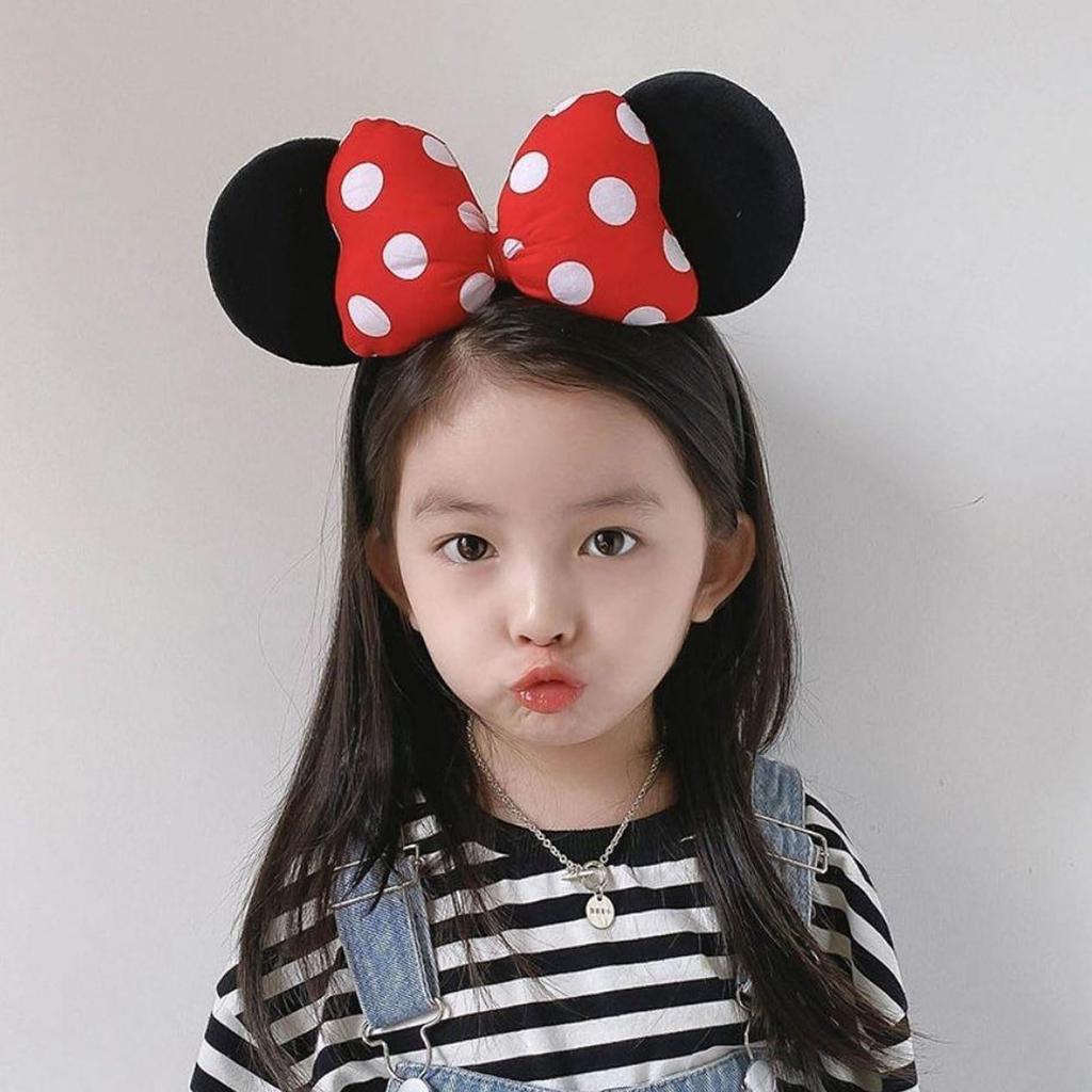 ShuaWdk Μίκυ Μάους Κεφαλόδεσμος Disney με Αυτιά Ποντικιού για Κοστούμι Ποντικιού με Συμπαγή Πίσω Πλευρά Κόκκινο και Ροζ Ιδανικό για Κορίτσια και Πάρκο Θεμάτων Γενεθλίων και Παιχνίδι