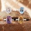 S925 Sterling Silver Colored Jewelry Large Natural Topaz Amethyst Citrine Ring Women