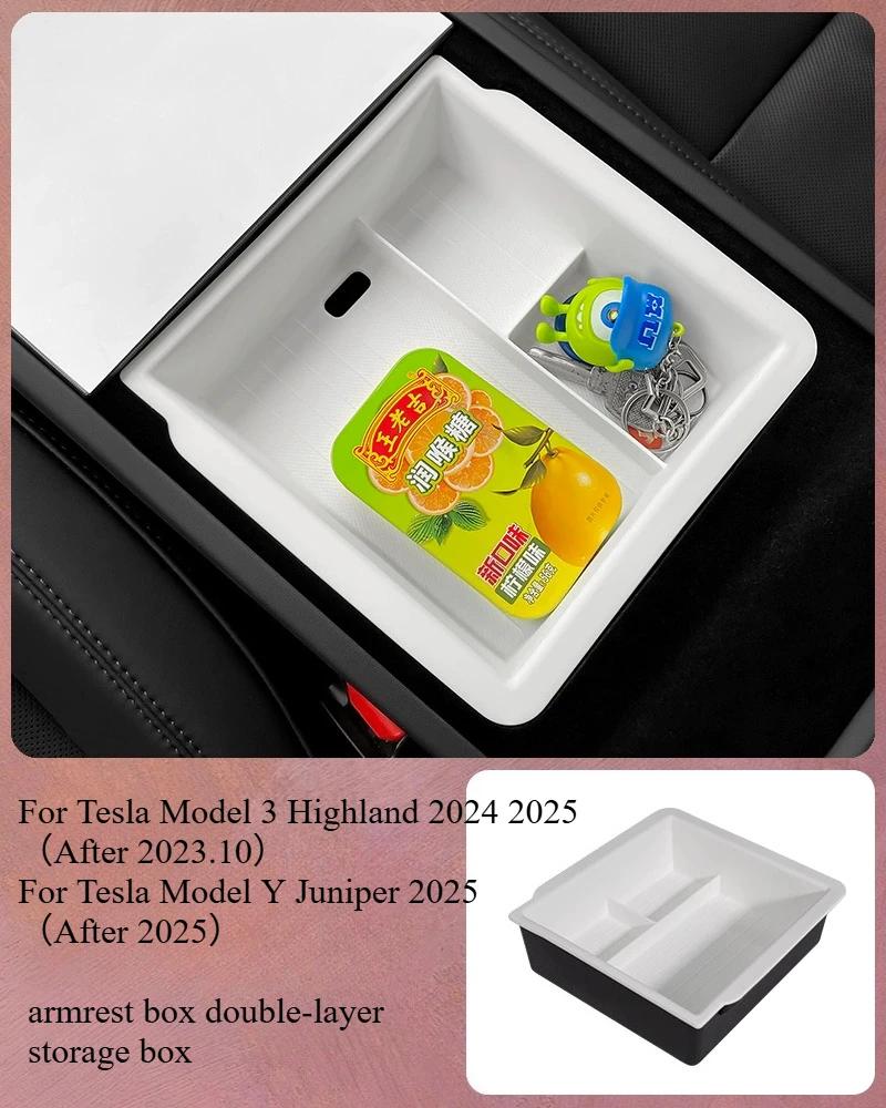 Storage Box for Tesla Model Y Juniper 2025 Accessories Center Console Armrest Storage Box Stowing Tidying New Model 3 Highland