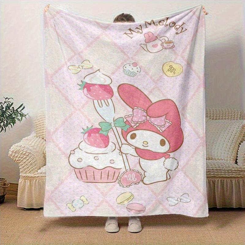 1pc, Sanrio My Melody Home Decor Flannel Blanket: Perfect Gift for Bedroom, Living Room, Travel, Camping, Car, Beach, Office Naps, Ideal Sofa Cover, O