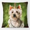 European Vintage Royal King Dog In Costume Animals Poster Cushion Cover Schnauzer Decorative Pillow Case