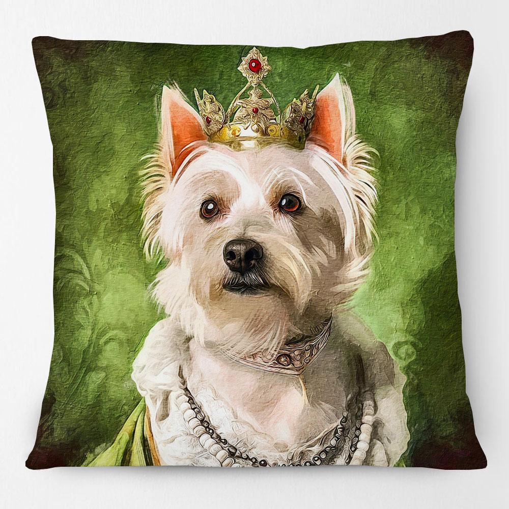 European Vintage Royal King Dog In Costume Animals Poster Cushion Cover Schnauzer Decorative Pillow Case