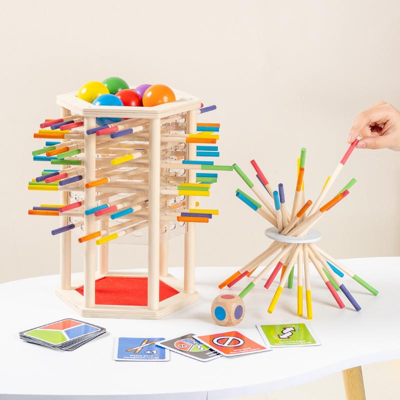 Tower Puzzle Hexagonal Game Wooden Blocks For Kids Educational Playroom Gift