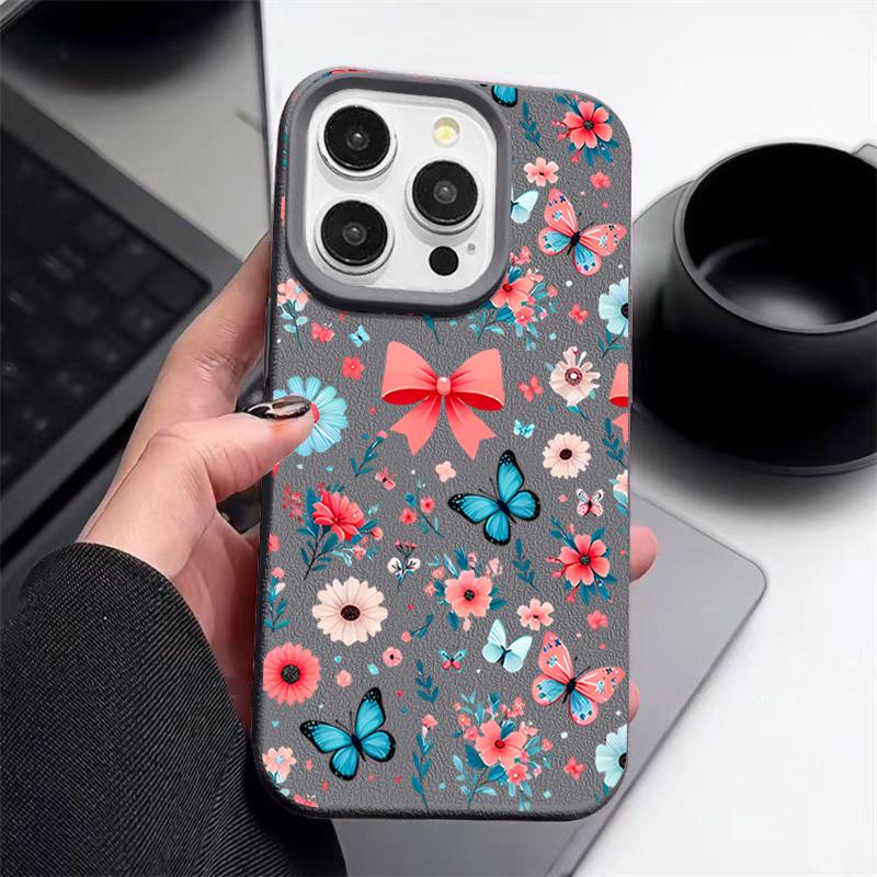 Butterfly Flowers Case For iPhone 16 Pro Max 15 14 13 12 11 Shockproof Slim Soft Silicone Case Cover