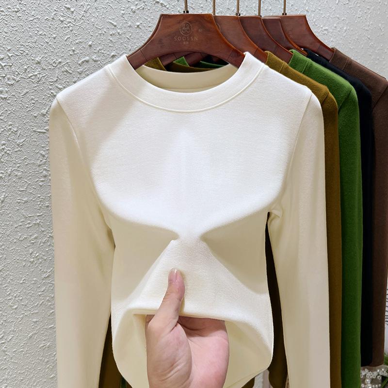 White Top Modal Cotton Crew Neck Bottoming Shirt Summer and Autumn New Long-sleeved T-shirt Imitation Cashmere