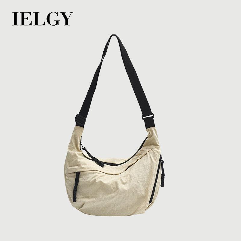 IELGY Large Capacity Commuter Work Cloth Bag Fashion Nylon Dumpling Bag Crossbody Korean Version