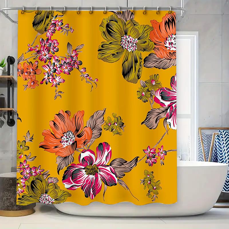 Decorate Your Bathroom With Our Beautiful Floral Shower Curtain Collection! W60H190(CM)-1 Pcs
