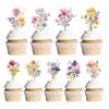 Wildflower Cupcake Toppers Baby Shower Floral Cake Topper Decoration for Baby Shower Birthday Party Supplies